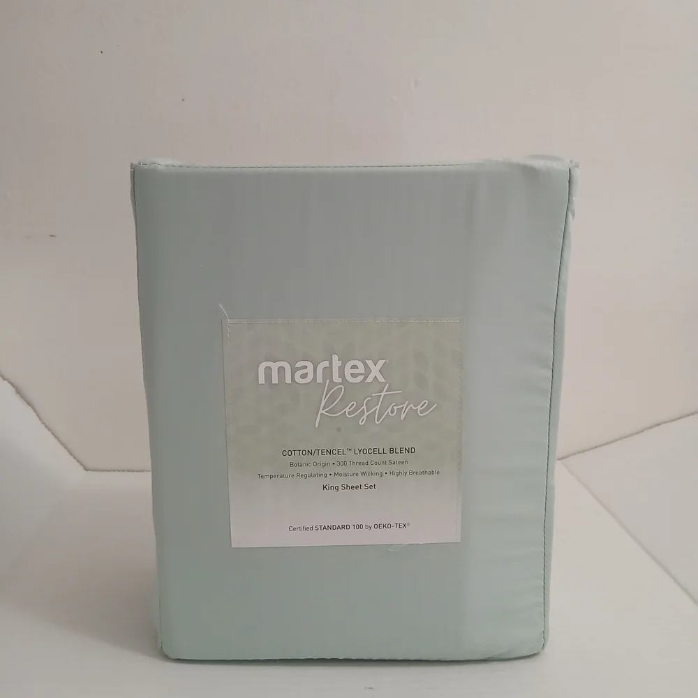 Martex Restore Solid Cotton and Tencel King Sheet Set 52% Cotton 48% Telcel New - Picture 1 of 6